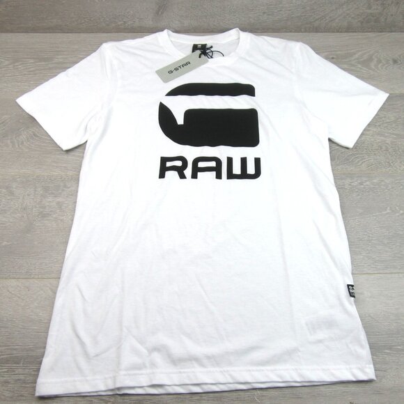 G-Star Raw White Graphic Logo Short Sleeve T-Shirt Men's Size Medium Tee NEW - Picture 2 of 12